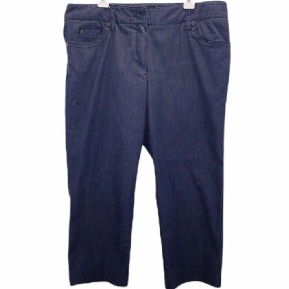 Larry Levine Women's Size 8 Blue Gray Crop Capri Pants Blue Gray Fall Office